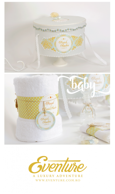 Trusou de botez cu broderie personalizata pentru baieti, Gold & Mint 6